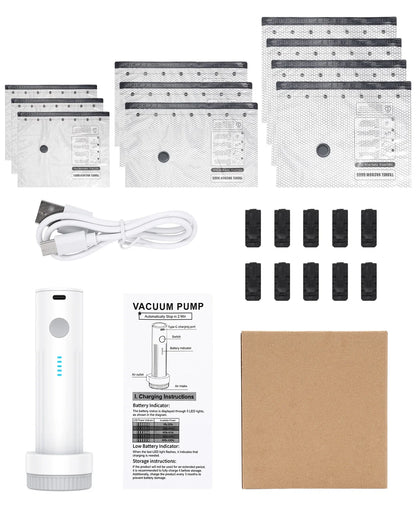 6Pcs Vacuum Storage Bags with Electric Air Pump Reusable Space Saver Bags One-Click Auto Vacuum Sealer Bags for Clothes Bedding