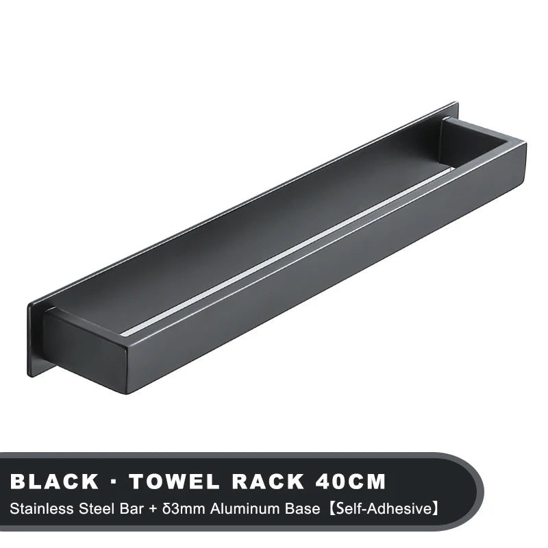 Strong Adhesive Bathroom Towel Rack Stainless Steel Bath Towel Hanger Wall Mounted Kitchen Hand Towel Holder No Drill