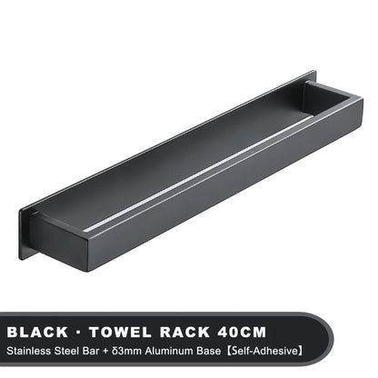Strong Adhesive Bathroom Towel Rack Stainless Steel Bath Towel Hanger Wall Mounted Kitchen Hand Towel Holder No Drill