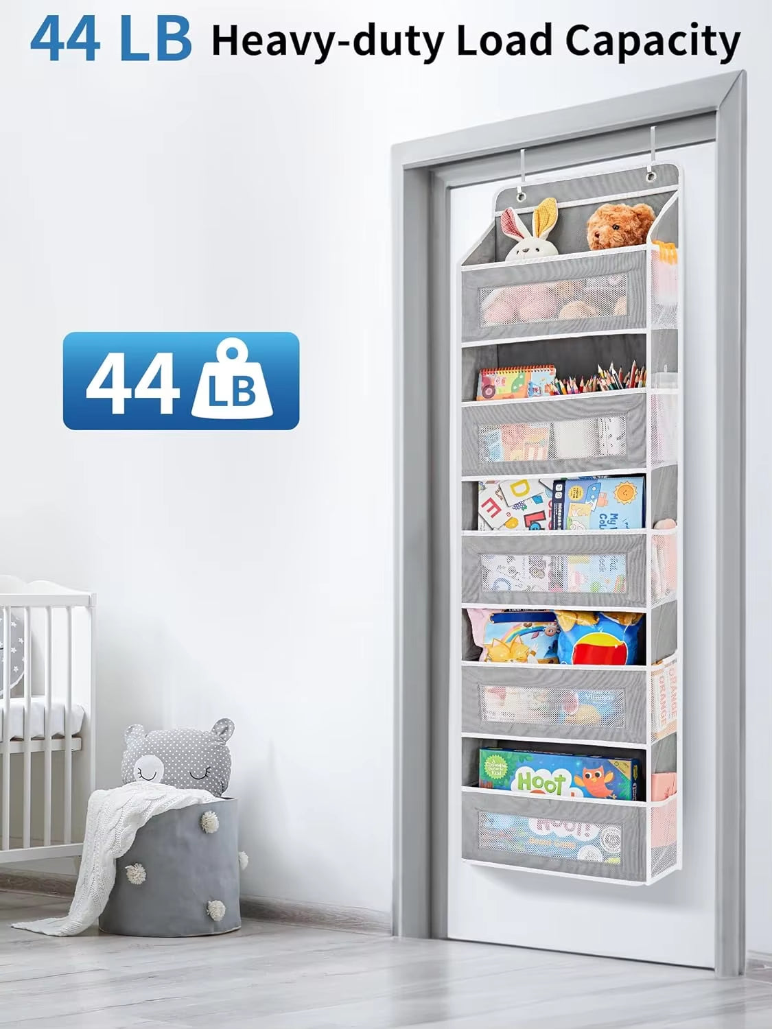 Over the Door Organizer Storage 5 Shelf Hanging Door Organizer with 5 Large Capacity Pockets for Bedroom Bathroom 1Pcs