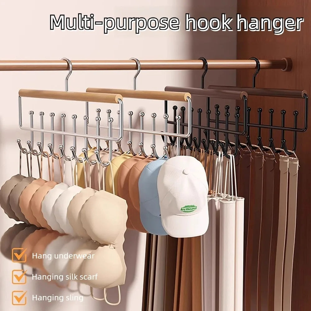 Hanger for Closet Organizer Wardrobe Organizer Clothes Hat and Bag Hook Metal Wall Mounted Coat Rack with 8 Storage Hooks
