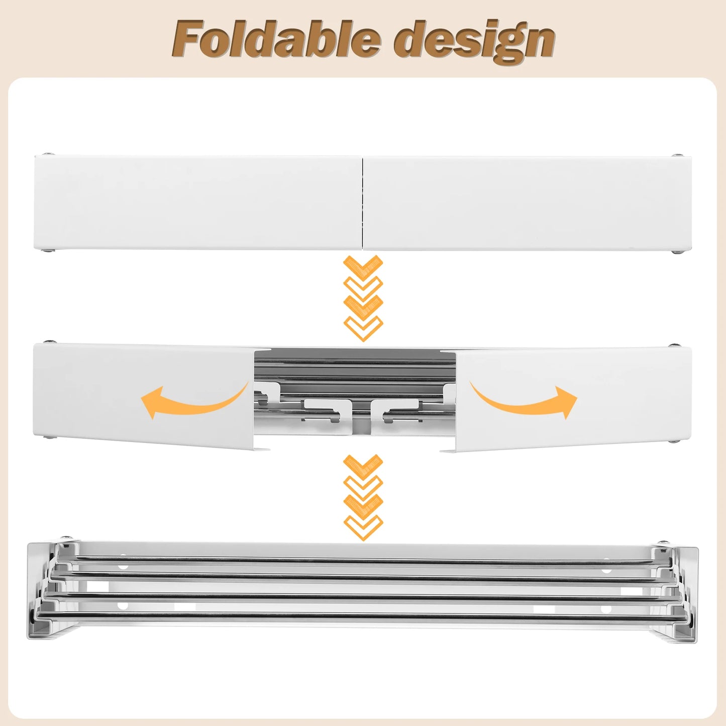 Folding Clothes Drying Rack Wall-Mounted Stainless Steel Laundry Hanger Space Saving for Indoor Balcony Drying Clothe Towel Rack