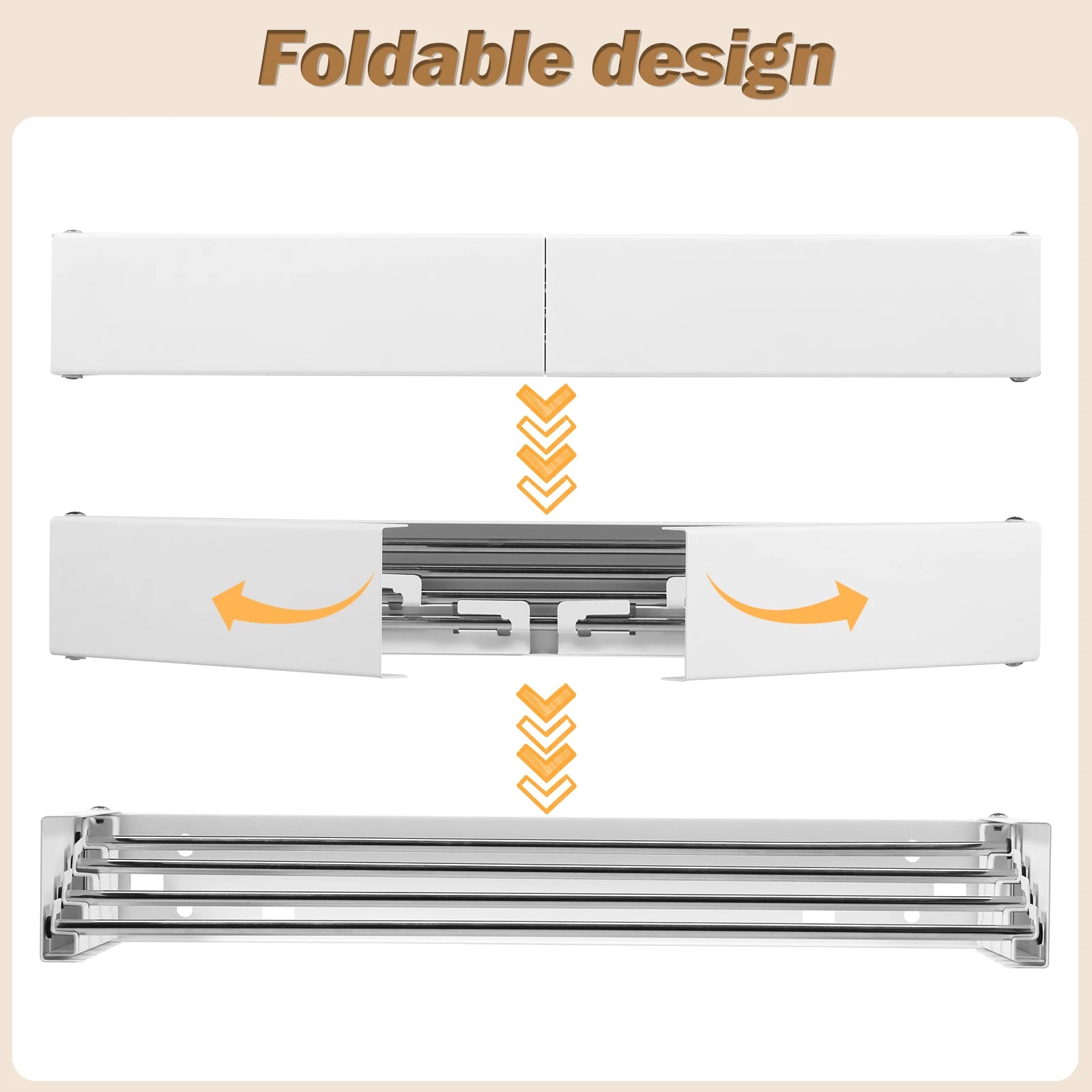 Folding Clothes Drying Rack Wall-Mounted Stainless Steel Laundry Hanger Space Saving for Indoor Balcony Drying Clothe Towel Rack