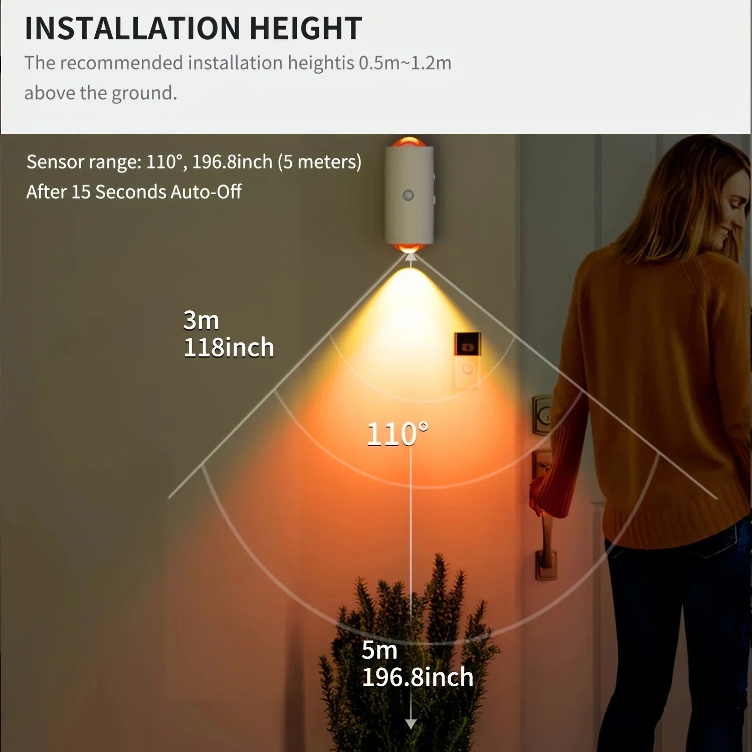 LED Motion Sensor Wall Lamp Wall Lights RGB Light Home Decoration Light up & down Night Light Rechargeable for Stair Porch Decor