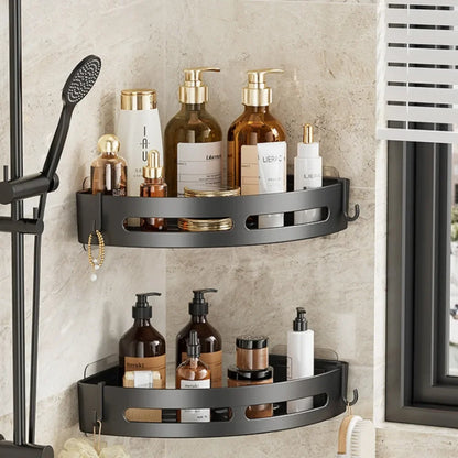 Punch Free Wall Mounted Bathroom Shelf No Drill Shower Shelf Kitchen Storage Organizer Shampoo Rack Makeup Storage Organizer