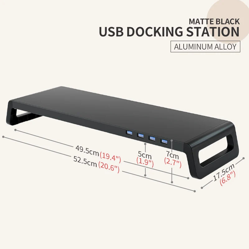 Monitor Stand Desk Monitor Stand Riser with USB 3.0 Hub Lightweight Sturdy Aluminium ABS Material Monitor Desk Shelf