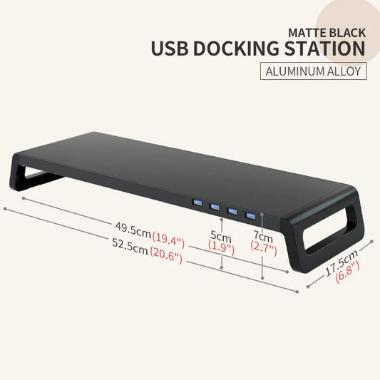 Monitor Stand Desk Monitor Stand Riser with USB 3.0 Hub Lightweight Sturdy Aluminium ABS Material Monitor Desk Shelf