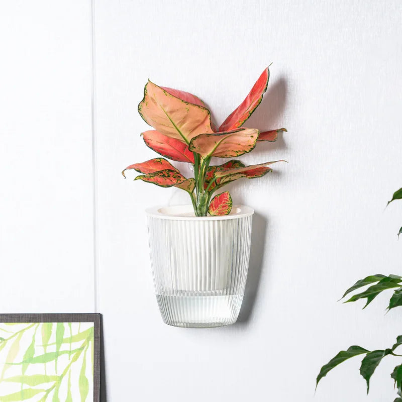 Wall Mounted Plastic Potted Plant Flowerpot Creative Wall Hanging Planter Self Watering Planter Pots Home Wall Decoration