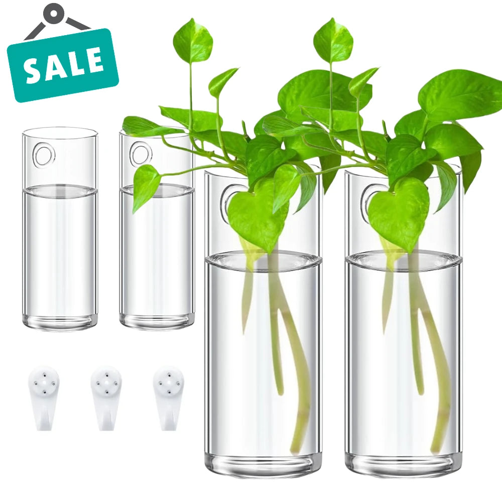 3/6Pack Wall Hanging Glass Planters Plant Terrarium Holders Wall Hanging Transparent Planter Garden Living Room Wall Decor