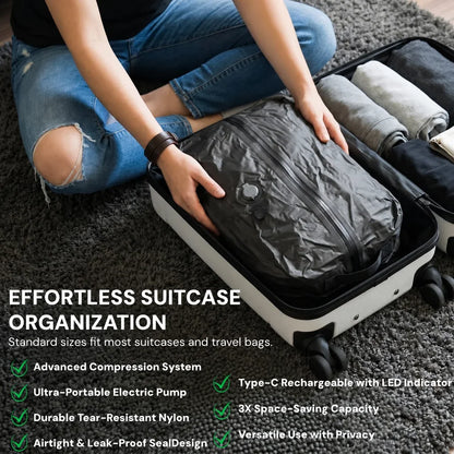 Vacuum Compression Storage Bags，Waterproof Space Saver Packing Cubes for Clothes Travel Luggage Organizer Moisture Proof Bag