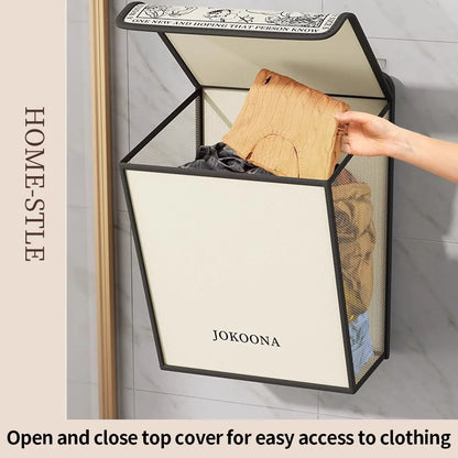 Wall Mounted Laundry Hamper Foldable Waterproof Dirty Clothes Storage Basket Large Capacity Bathroom Organizer Space Saving For