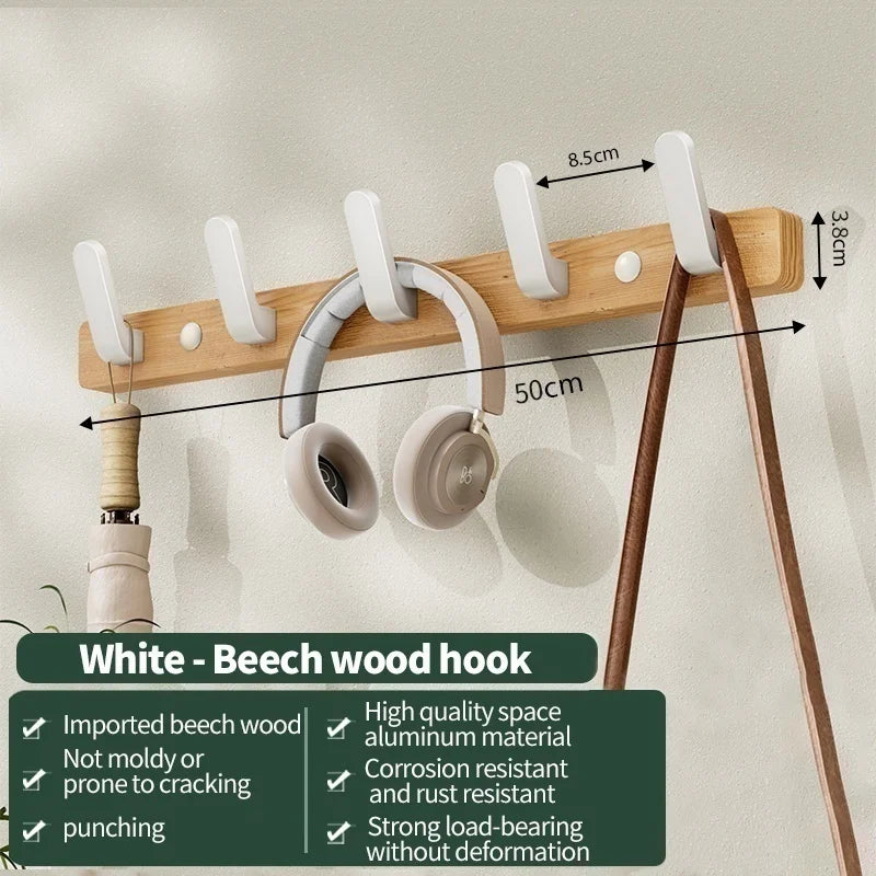 Wood Hooks Strong Hook Wall Hanger Sticker Hanging Coat Rack Clothes Hanger Shower Robe Hook Kitchen Bathroom Towel Hooks