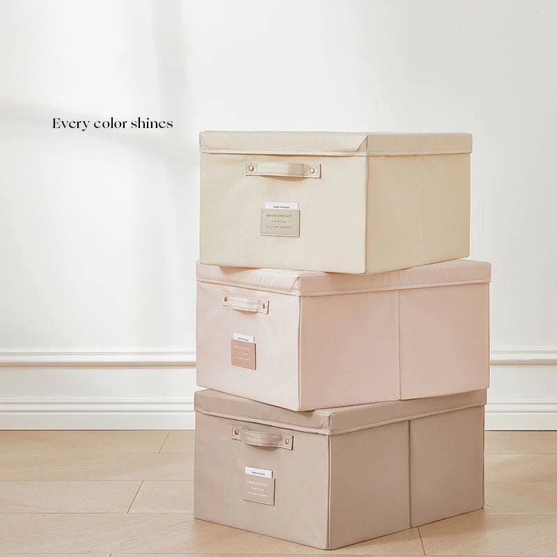 Fabric Foldable Storage Box with Lid Organizer for Clothes Large Capacity Quilt Blanket Toy Storage Closet Wardrobe Organizer