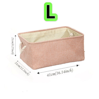 Folding Linen Storage Box with Handles Space-Saving Cube Organizer Basket for Home Supplie Baby Toys Clothes Books Organizer