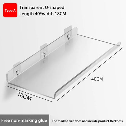 Self Adhesive Storage Shelf Wall-Mounted Storage Rack Removable Bathroom Shower Organizer Kitchen Wardrobe Bathroom Accessories