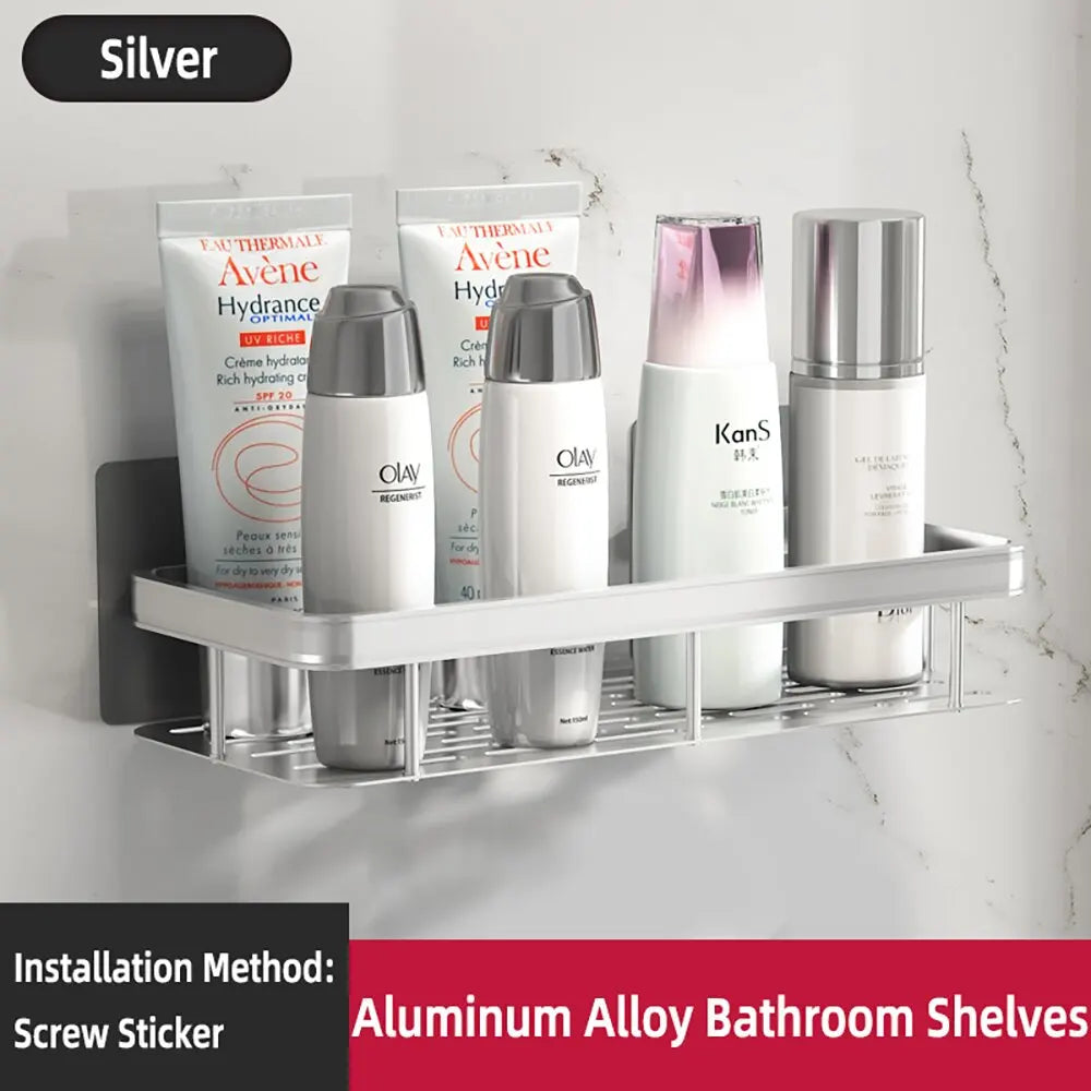 Wall Mounted Rectangular Rack Wall Mounted Shower Shampoo Rack No Drill Rack Tripod Bathroom Rack Towel Rack