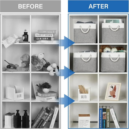 Folding Linen Storage Box with Handles Space-Saving Cube Organizer Basket for Home Supplie Baby Toys Clothes Books Organizer
