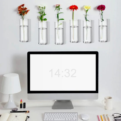 3/6Pack Wall Hanging Glass Planters Plant Terrarium Holders Wall Hanging Transparent Planter Garden Living Room Wall Decor