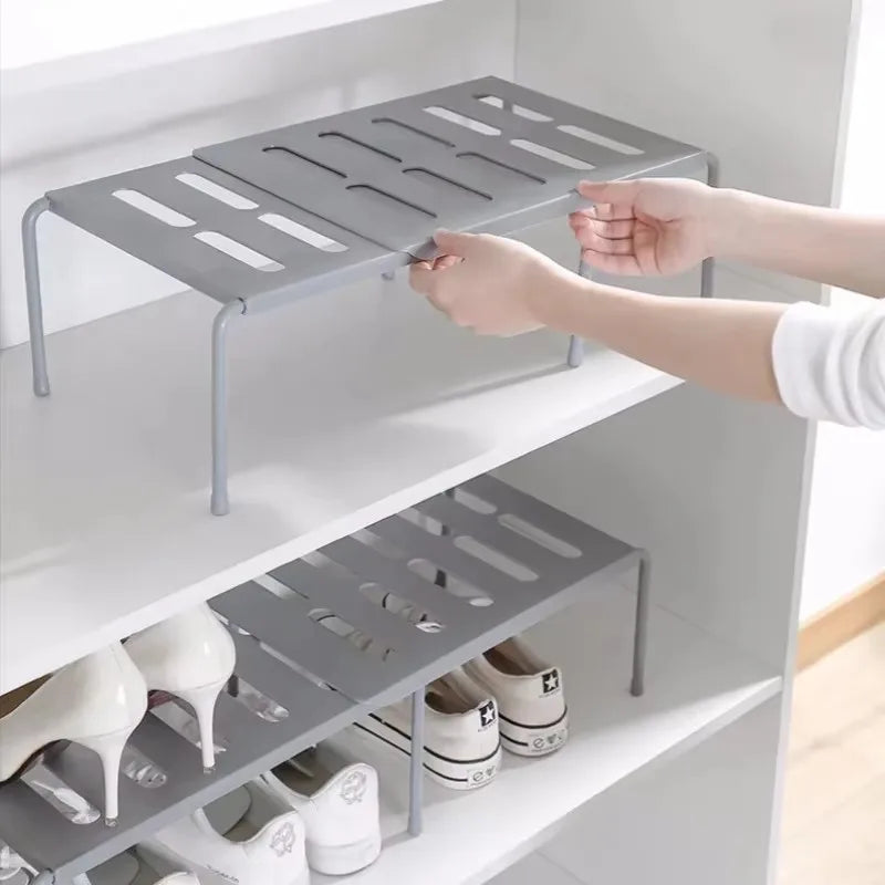 ABS Shoe Rack Extensible Shoe Hanger Storage Space Saving Shelf Telescopic Storage Rack Household Kitchen Cabinet Organizer