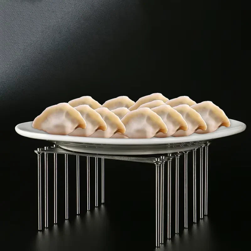 1Pc Pot Lid Rack Pan Lid Organizer Retractable Foldable Stainless Steel Plate Holder Shelf Tableware Storage Kitchen Gadgets