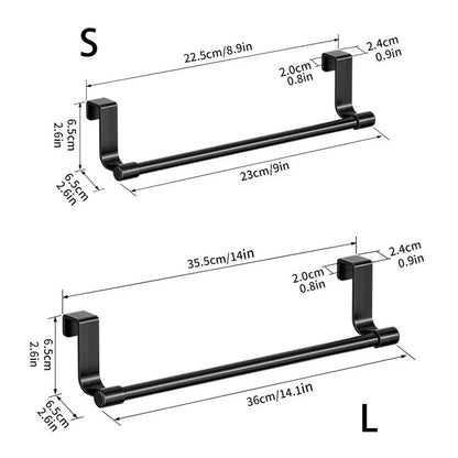 No Drill Hanging Towel Rack for Kitchen - over Cabinet Door Storage Organizer for Dishcloth Gloves Sponge Holder