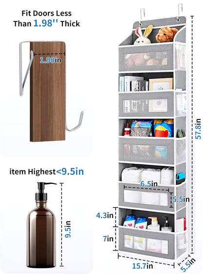 Over the Door Organizer Storage 5 Shelf Hanging Door Organizer with 5 Large Capacity Pockets for Bedroom Bathroom 1Pcs