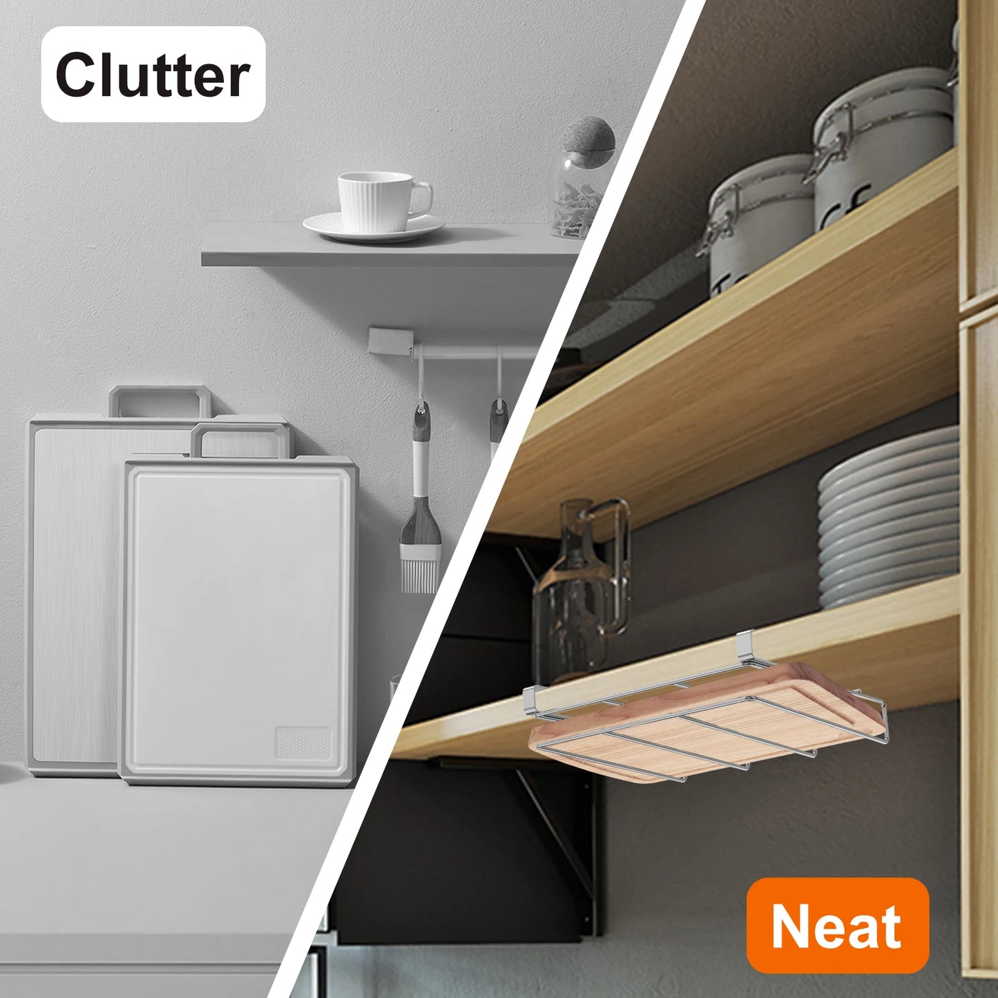 Under Cabinet Cutting Board Organizer Holder Kitchen Hanging Chopping Board Pot Lid Kitchenware Storage Rack Stainless Steel