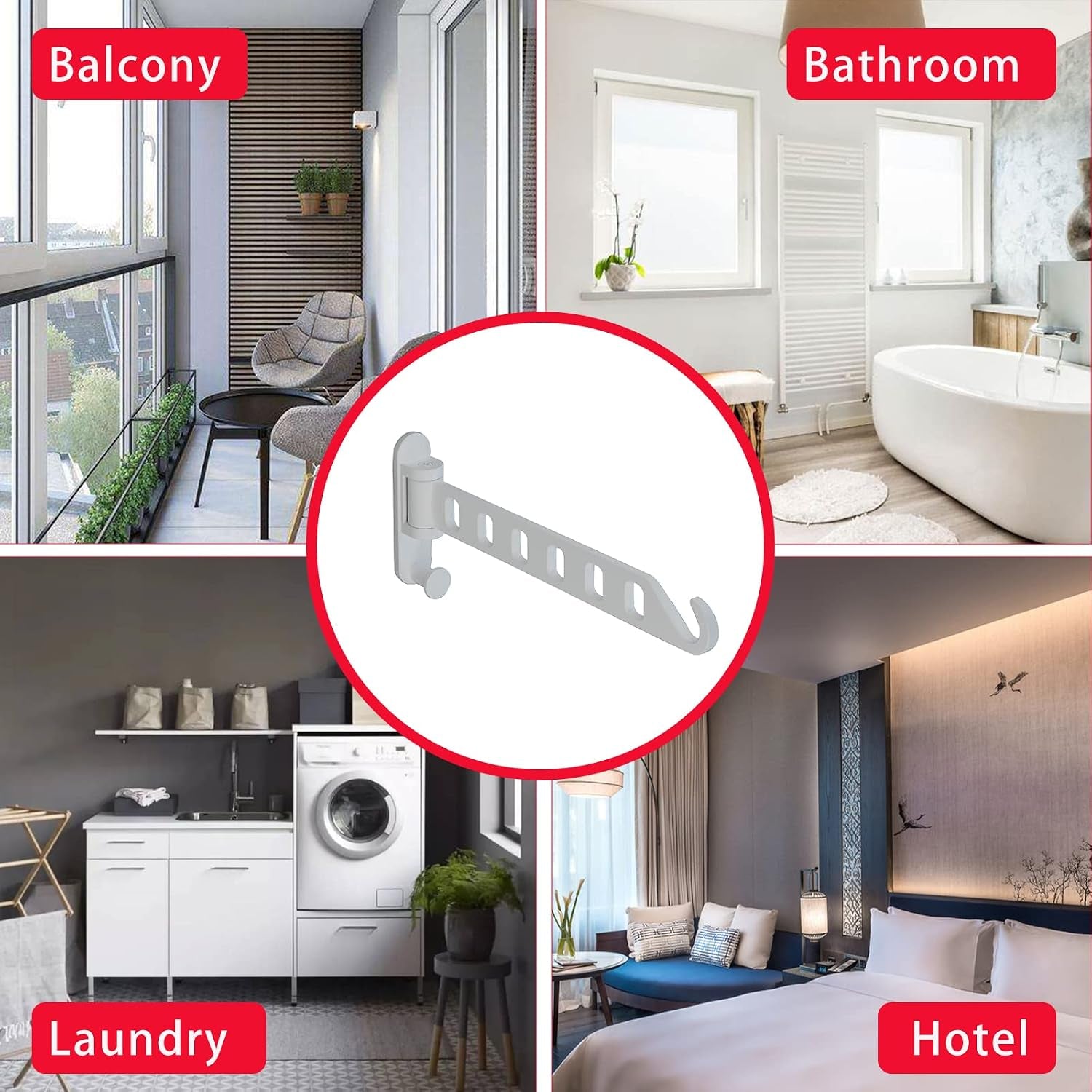 Clothes Drying Rack Wall Mounted, 13-Inch Foldable Arm, White 1 Pack