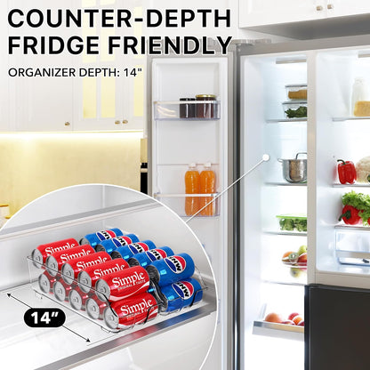 Soda Can Organizer and Dispenser Set for Refrigerator or Pantry, 2-Pack
