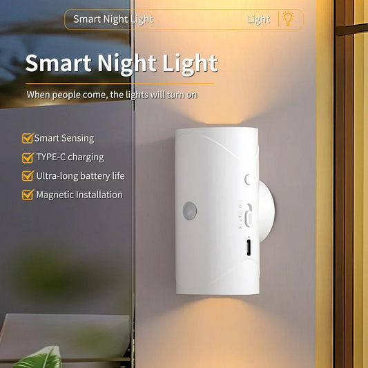 LED Night Light with Motion Sensor RGB Gradient Ambient Wall Lamp Rechargeable Dimmable Magnetic Ladder Light for Bedside Closet