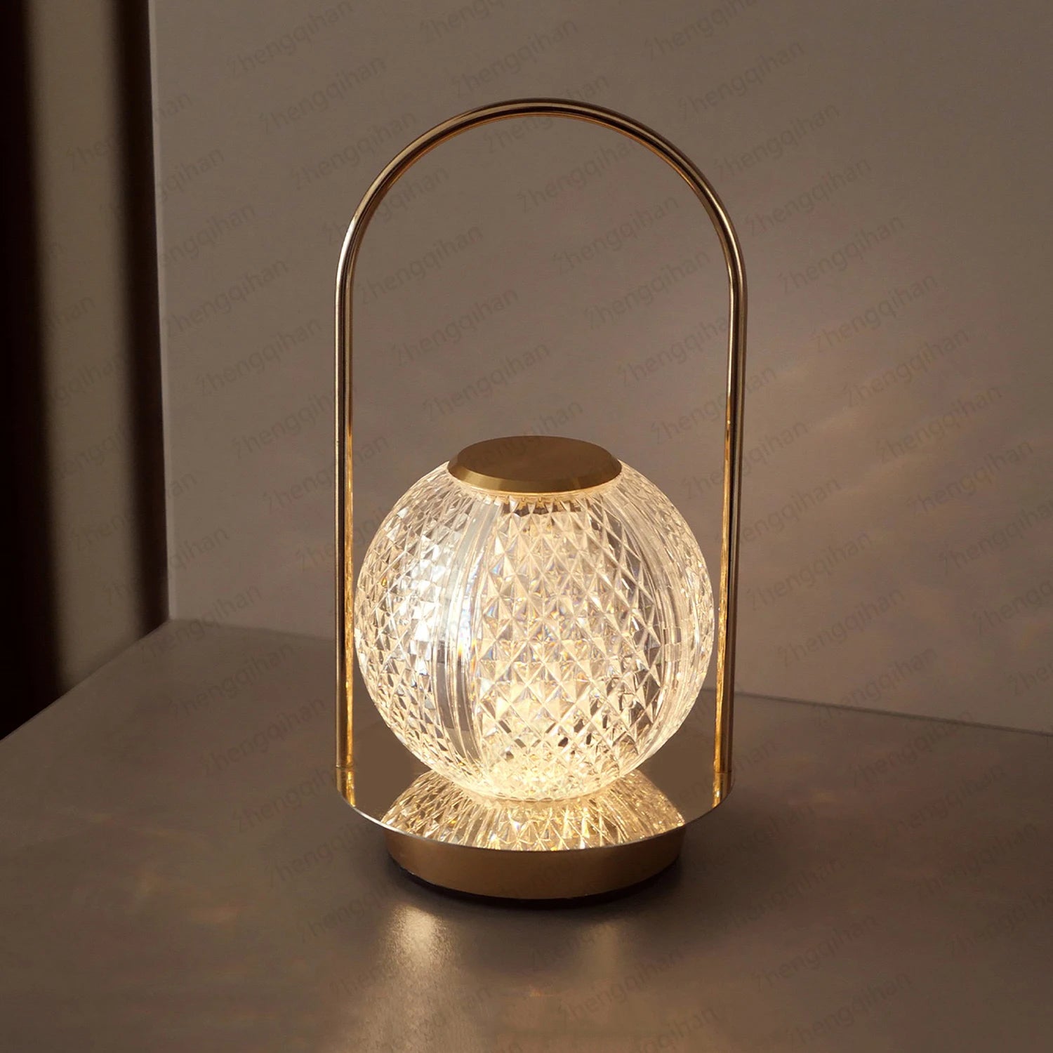 Wireless Table Lamp Rechargeable Portable Bedroom Bedside Touch Crystal Desk Lamp Night Light LED Decor Lights for Bar Coffee