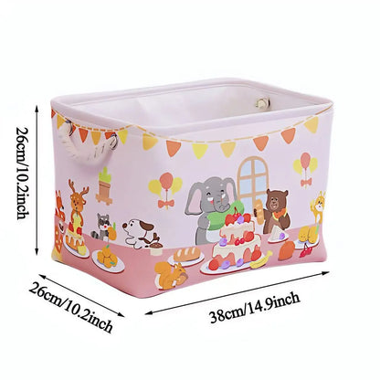Folding Linen Storage Box with Handles Space-Saving Cube Organizer Basket for Home Supplie Baby Toys Clothes Books Organizer