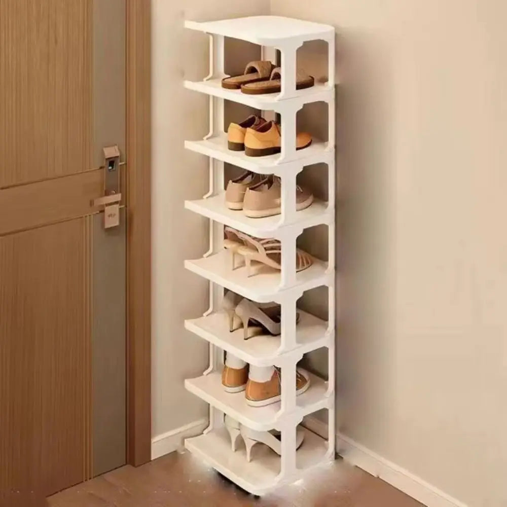 Removable Vertical Shoe Rack 2-8 Layers Saving Space Layered Shoe Cabinets Anti-Drop Stackable Shoes Storage Organizer Doorway