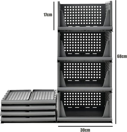 RMAN 4 Pack Kleiderschrank Organizer Stapelbare Schubladenbox Schrank Regal