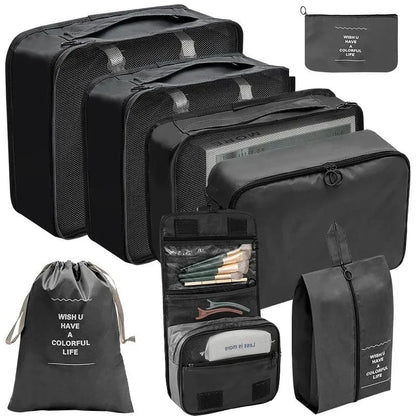 8-Piece Set Travel Bag Organizer Clothes Luggage Travel Organizer Blanket Shoes Organizers Bag Suitcase Pouch Packing Cubes