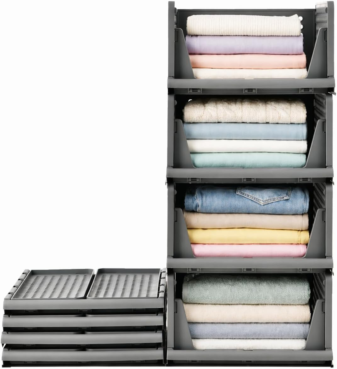 RMAN 4 Pack Kleiderschrank Organizer Stapelbare Schubladenbox Schrank Regal