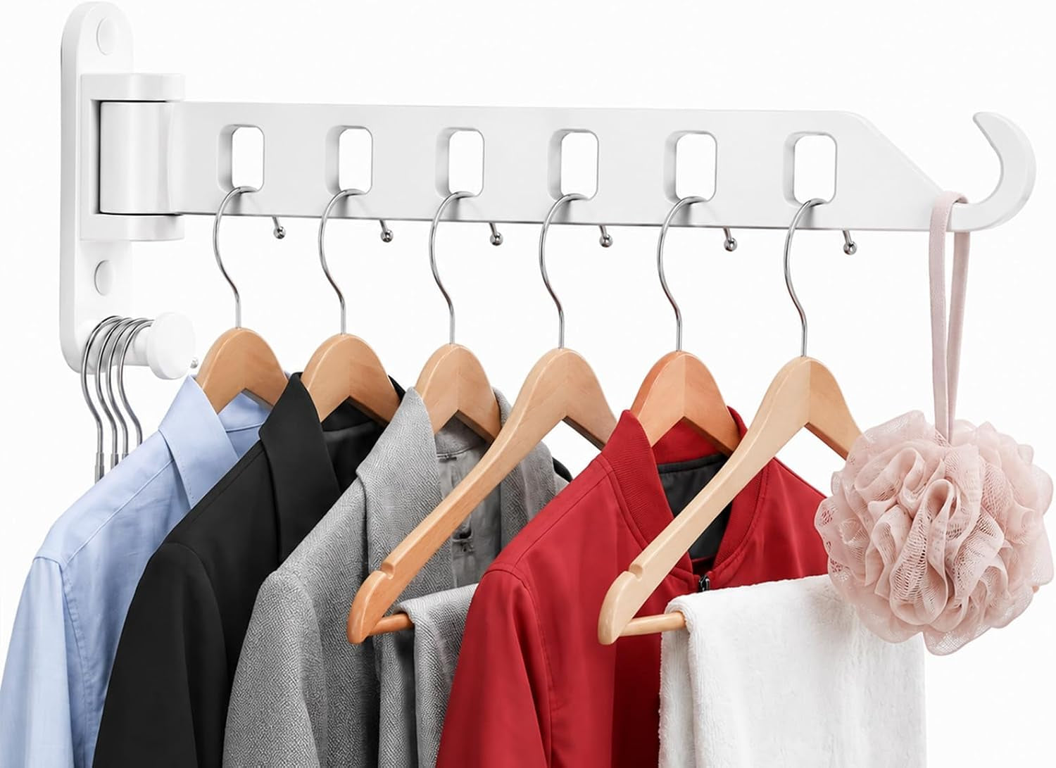 Clothes Drying Rack Wall Mounted, 13-Inch Foldable Arm, White 1 Pack