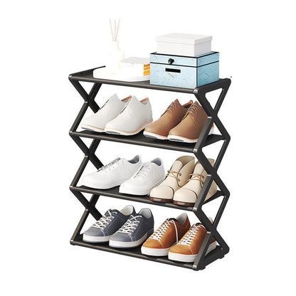 4 Tier Foldable Shoe Rack Space Saving Standing Shoe Storage Organizer for Closet Hallway Entryway Bedroom 4 Tier Shoe Rack