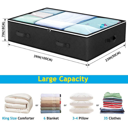 3 Pack under Bed Storage Container Organizer Large Capacity under Bed Clothes Storage Box Foldable Storage Bag with Clear Window