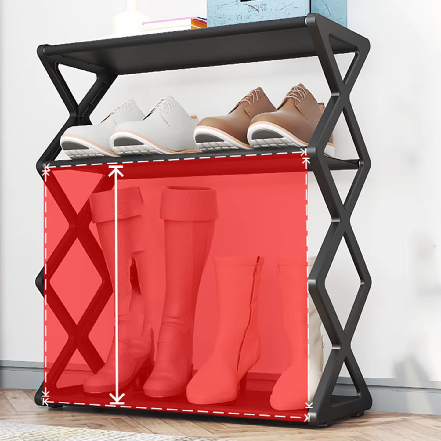 4 Tier Foldable Shoe Rack Space Saving Standing Shoe Storage Organizer for Closet Hallway Entryway Bedroom 4 Tier Shoe Rack