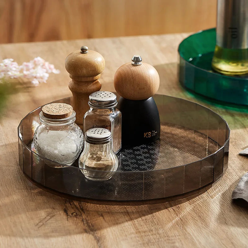 Rotating Storage Rack Kitchen Countertop Multifunctional Tray Spice Storage Rack Home Desktop