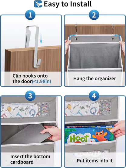 Over the Door Organizer Storage 5 Shelf Hanging Door Organizer with 5 Large Capacity Pockets for Bedroom Bathroom 1Pcs