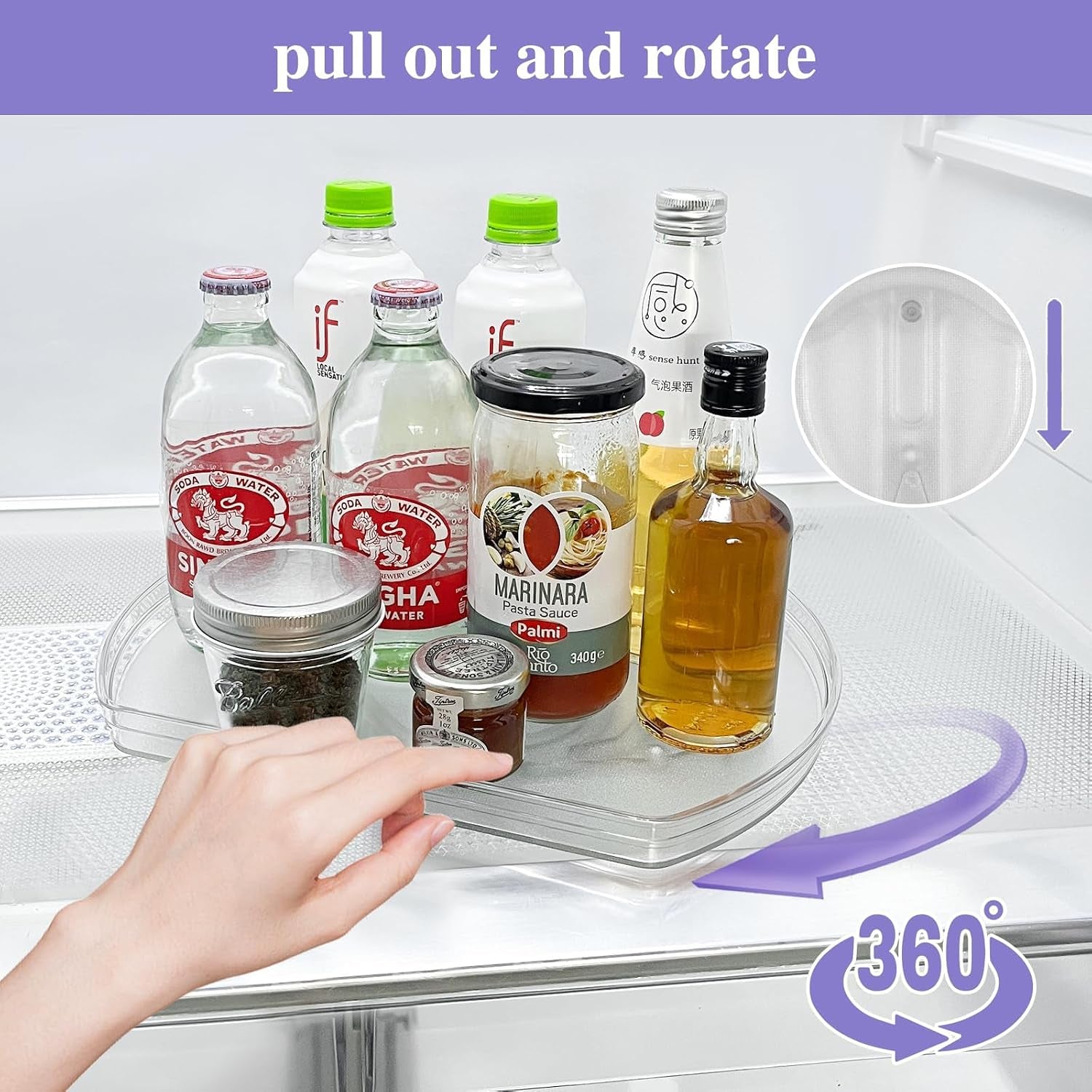 360° Rotating Lazy Susan Turntable Organizer - Versatile 11.8" x 8.7" Rectangular Storage Solution for Refrigerator, Cabinet, Pantry, and Kitchen Countertop