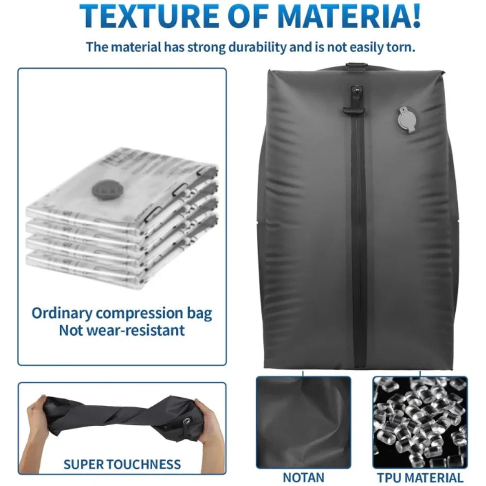 Vacuum Compression Bags for Camping,Travel Vacuum Clothing Storage Bags, Portable Space-Saver, Airtight Seal for Hiking Backpack