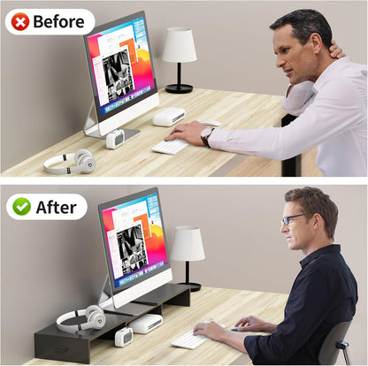 Monitor Stand Riser with Adjustable Length and Swivel Angles