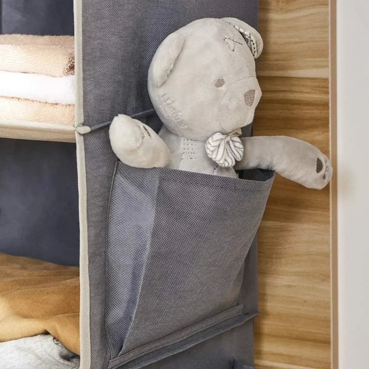 Foldable 6-Shelf Hanging Closet Organizer with Hooks Space Saving Fabric Wardrobe Storage for Bedroom Dorm Travel