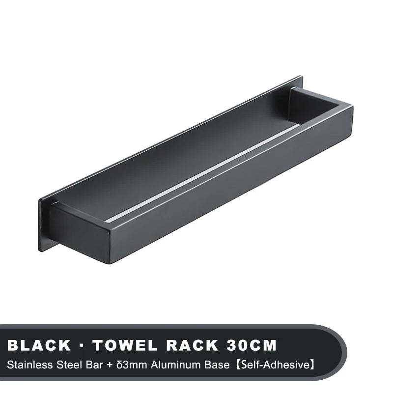 Strong Adhesive Bathroom Towel Rack Stainless Steel Bath Towel Hanger Wall Mounted Kitchen Hand Towel Holder No Drill