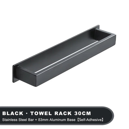 Strong Adhesive Bathroom Towel Rack Stainless Steel Bath Towel Hanger Wall Mounted Kitchen Hand Towel Holder No Drill