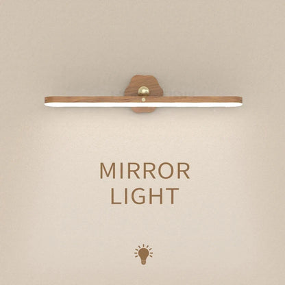 Wooden LED Night Light Mirror Front Fill Light Portable Rechargeable Magnetic Wall Lamp for Bedroom Bedside Lamp Touch Switch