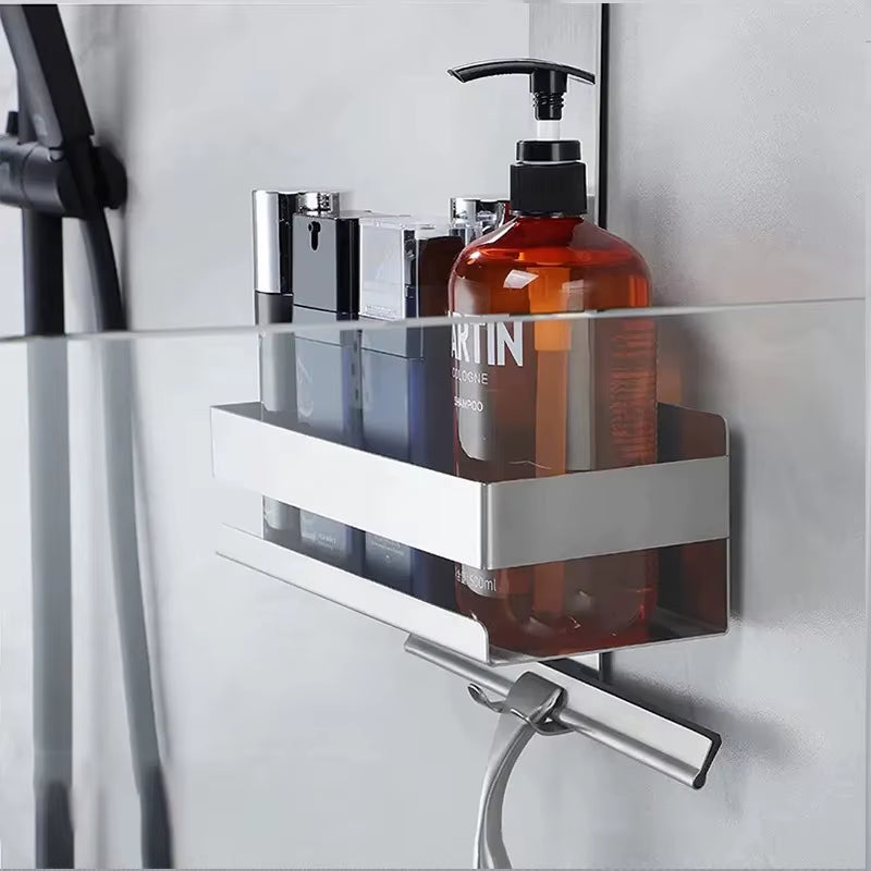 Movable Bathroom Shelves No Drill Shelf Organizer Shower Support Steel Shelf Multifunction Shelves Storage Unit for Bathroom